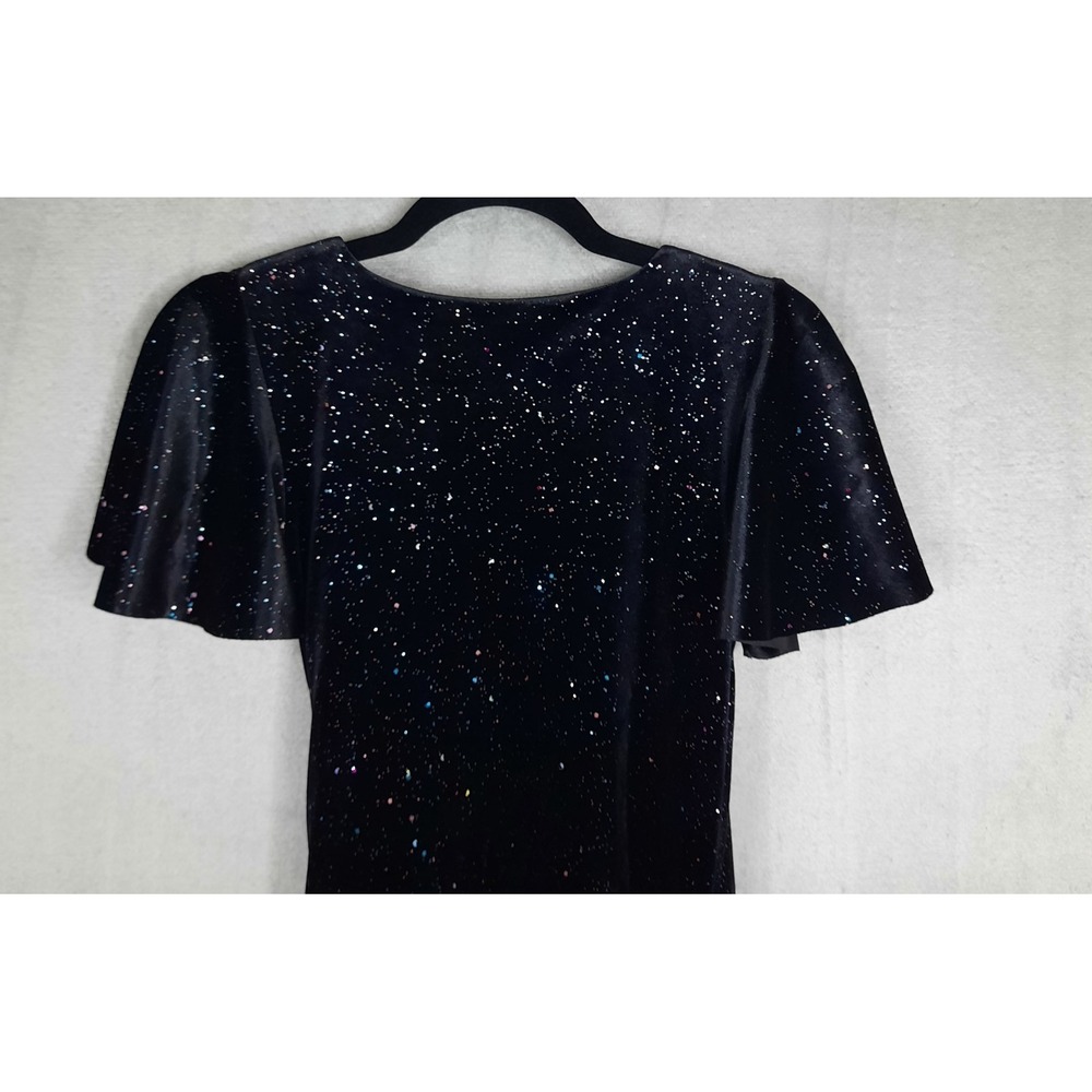 BlackMilk All That Glitters Black Velvet Wrap Midaxi Dress Small Whimsigoth Vamp - Picture 10 of 16